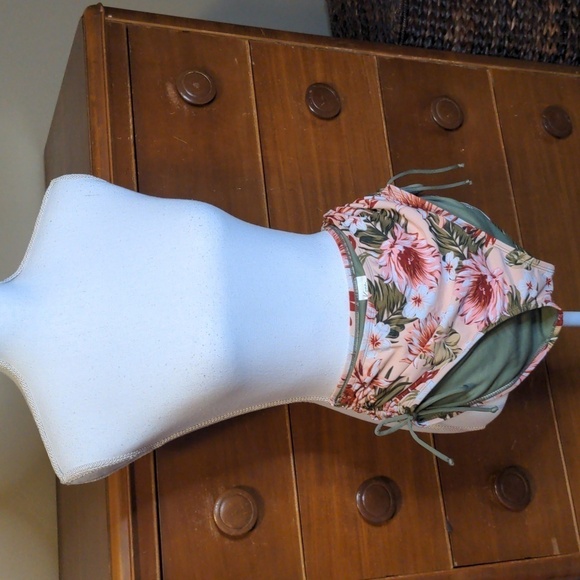 Kona Sol Floral HIGH-WAISTED Full Cut BIKINI Bottom - Picture 2 of 9